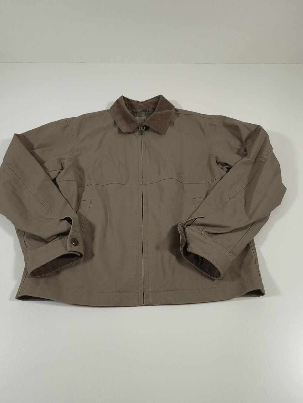 Uniqlo Zip-Up Short Jacket Women's XL Beige Cropped Corduroy Collar